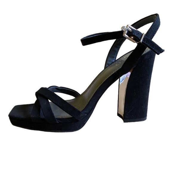 NEW Franco Sarto Damalis Platform Sandals Size 6.5 Heels in Black Galaxy Sparkle - Picture 7 of 16